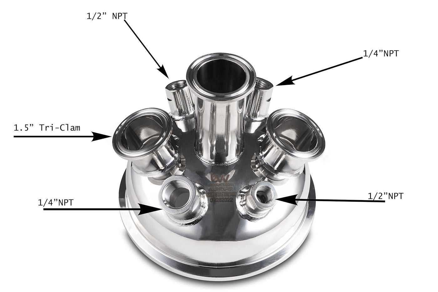 6" Tri-Clamp Hemispherical Extractor Lid