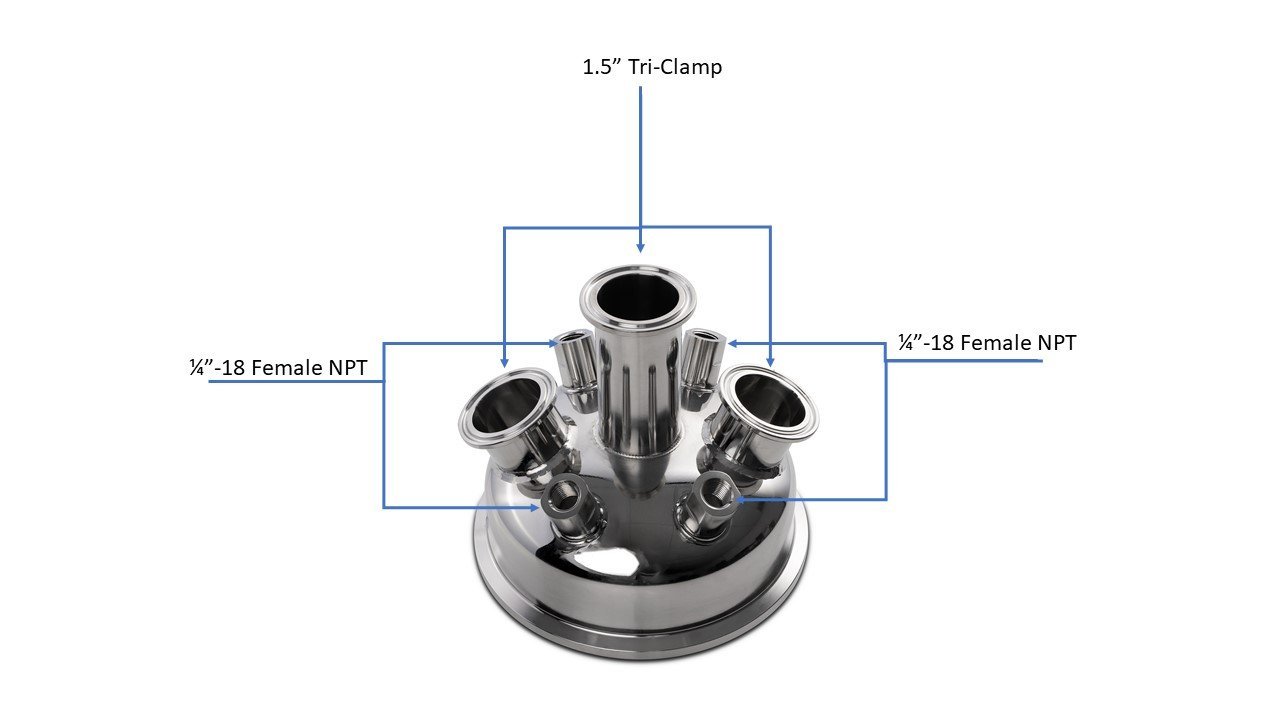 6" Tri-Clamp Hemispherical Extractor Lid