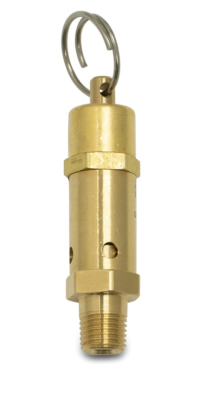 ASME-Code Fast-Acting Pressure-Relief Valve for Air, Test Ring, Brass Seal, 1/4 NPT, 3-1/8" High