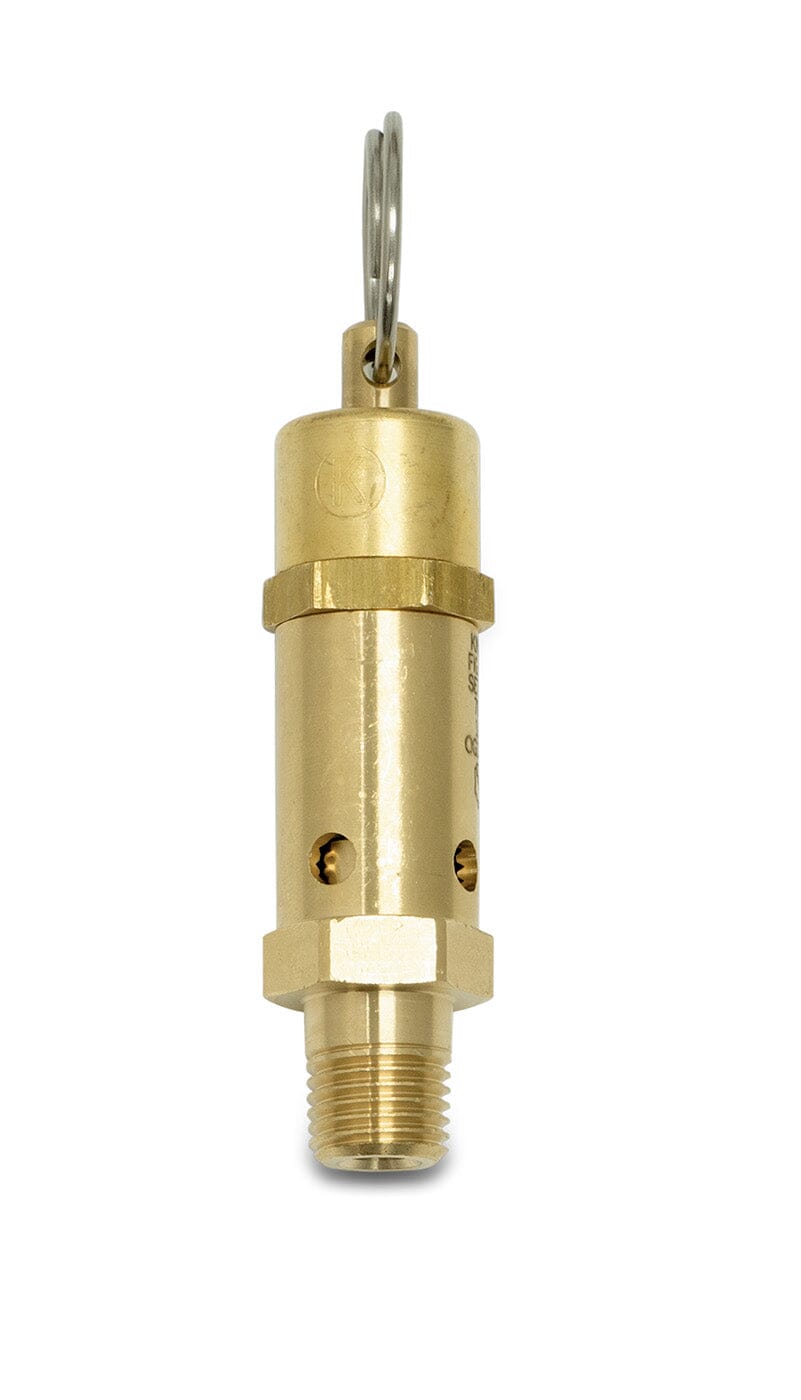 ASME-Code Fast-Acting Pressure-Relief Valve for Air, Test Ring, Brass Seal, 1/4 NPT, 3-1/8" High