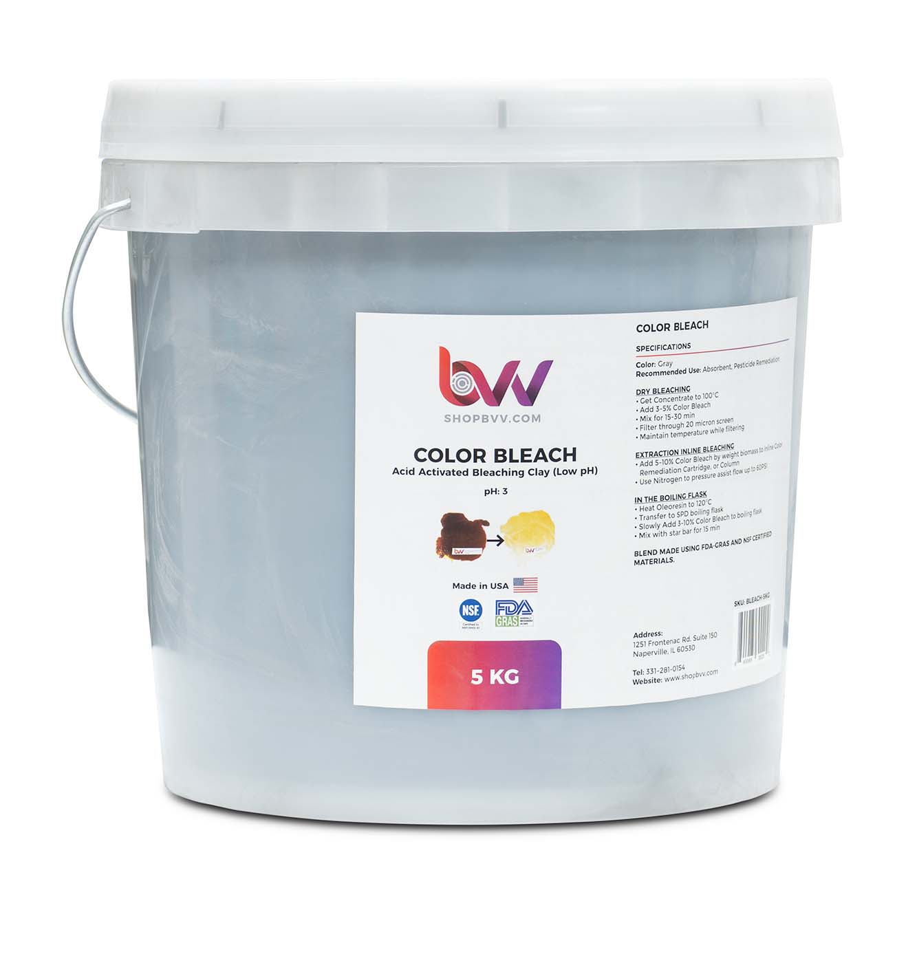 BVV Color Bleach for Edible Oils *FDA & NSF Certified Material (Compares to T-41™)