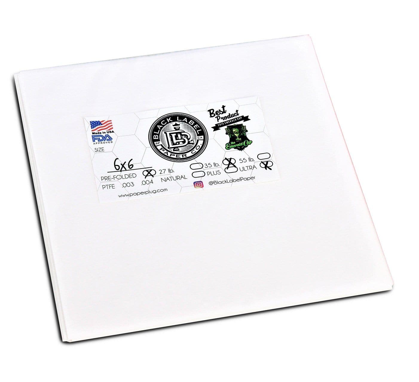 BVV Black Label Parchment Paper 35lb 6”x6” Pre-Folded Silicone ULTRA