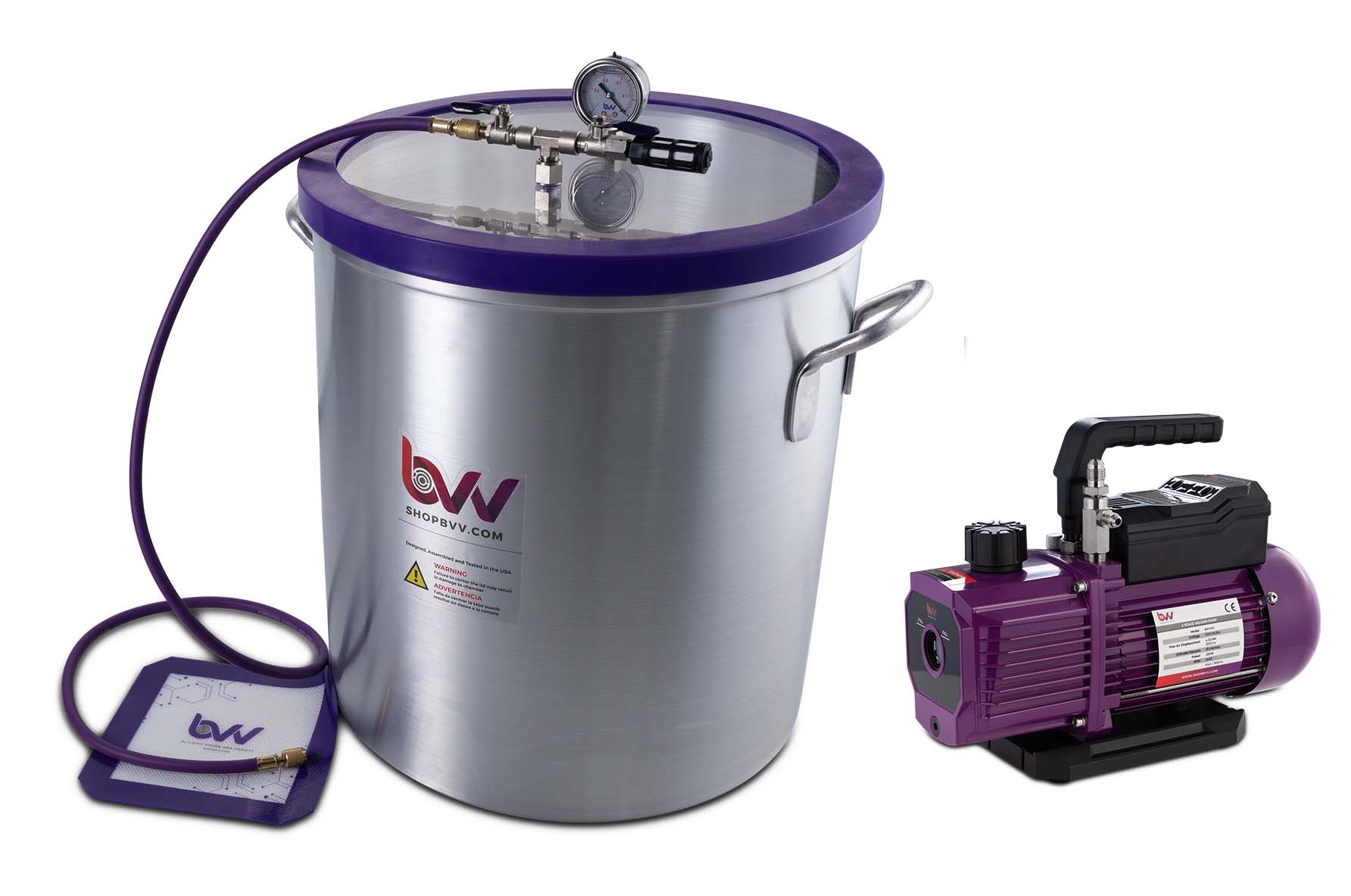 15 Gallon Aluminum Vacuum Chamber and V9D 9CFM Two Stage Vacuum Pump Kit