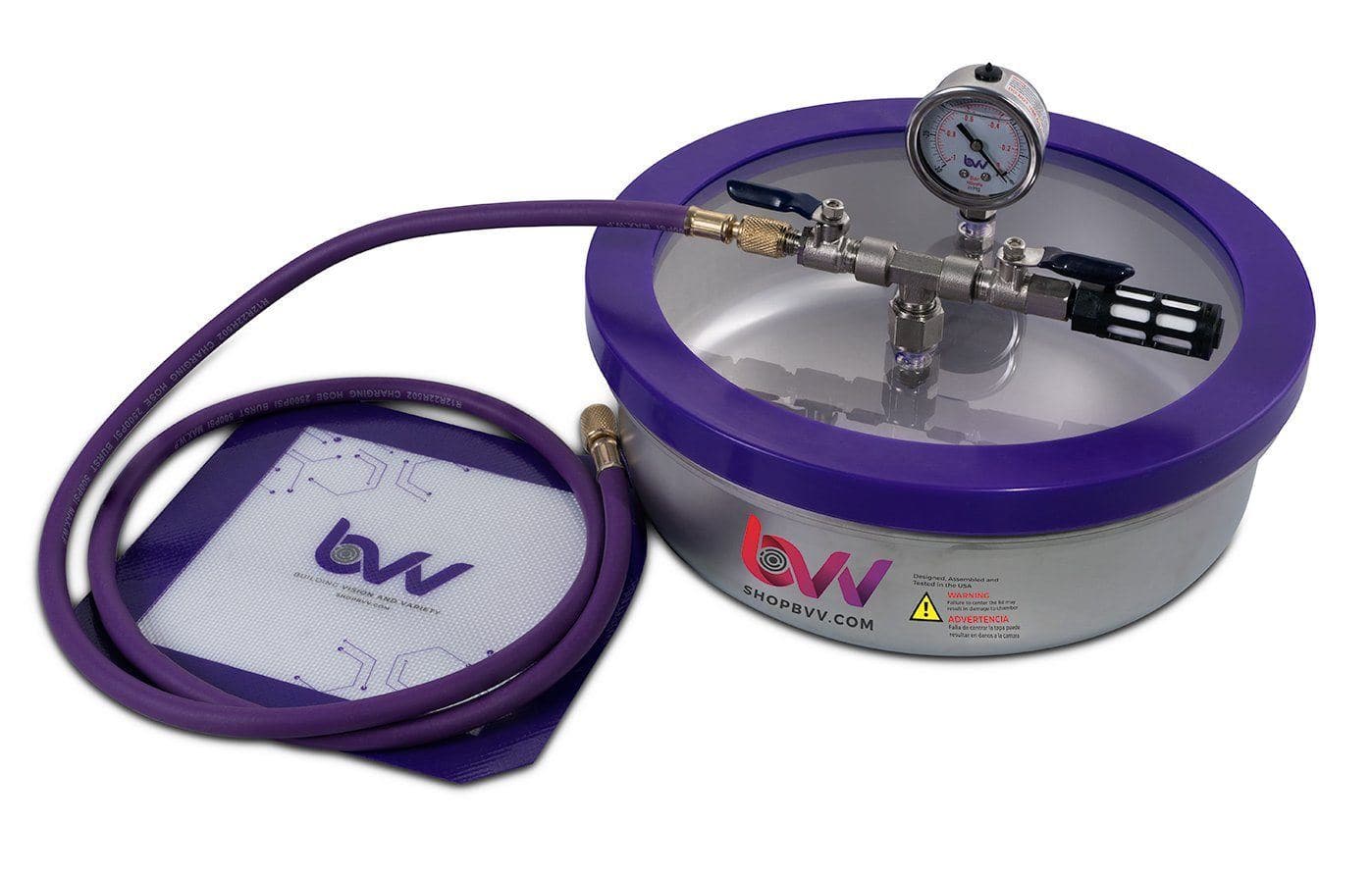BVV Best Value Vacs 1 Gallon Flat Stainless Steel Vacuum Chamber W/GLASS LID