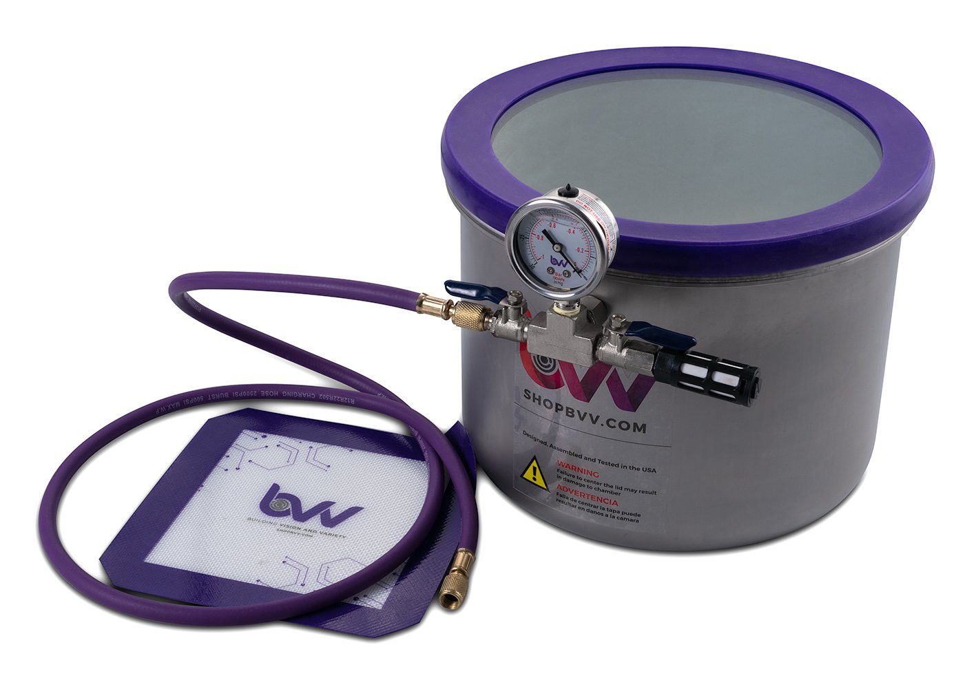 BVV Best Value Vacs 3 Gallon Wide Stainless Steel Side Mount Vacuum Chamber
