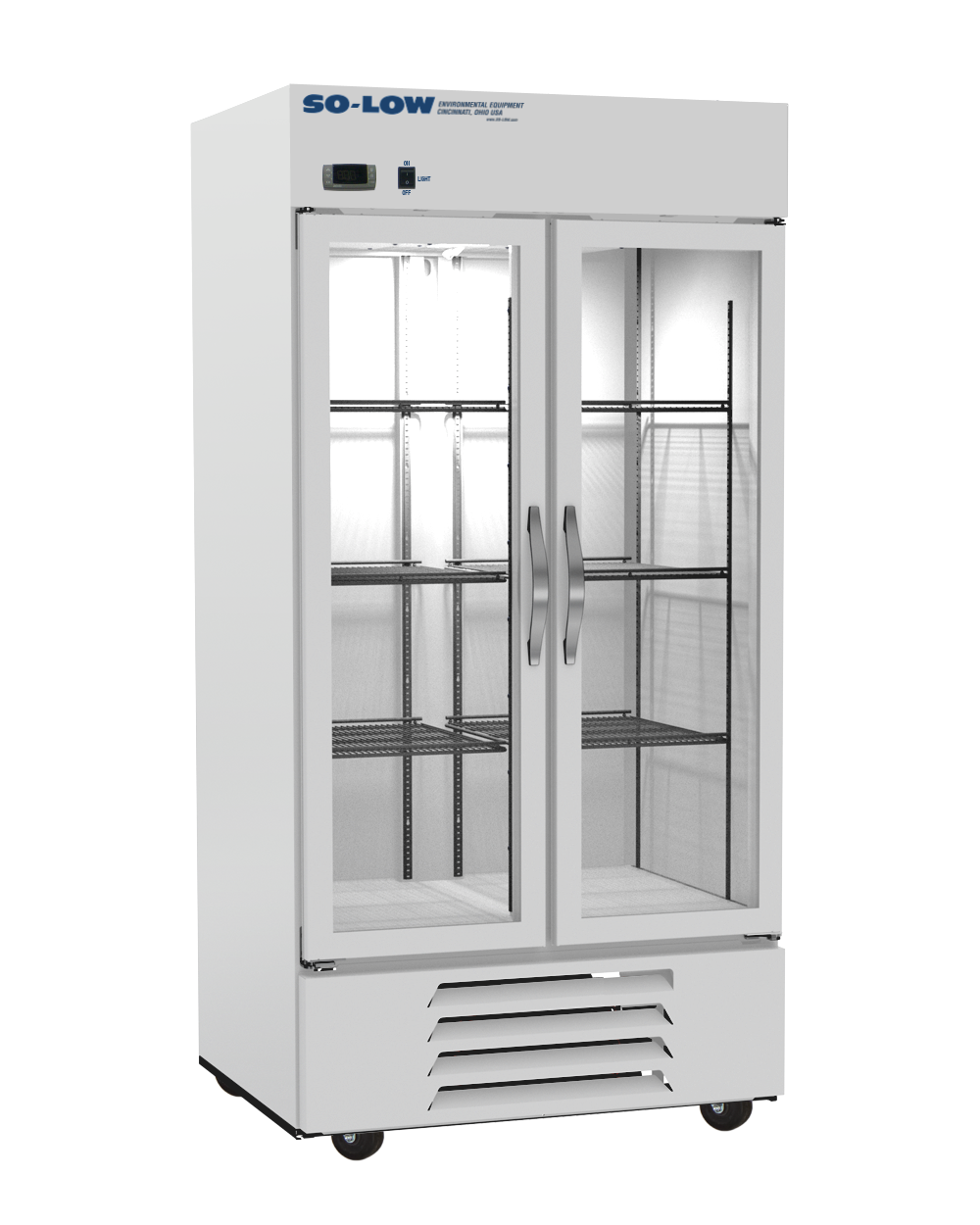 So-Low 2ºC to 8ºC, 30 cu.ft., two glass doors, Cycle defrost, 115v