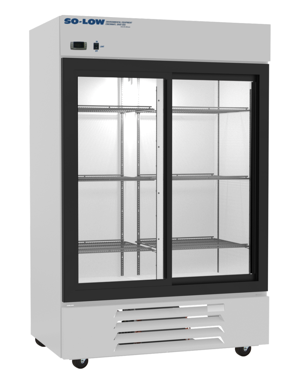 So-Low 2ºC to 8ºC, 45.4 cu. ft., two glass doors, Cycle defrost, 115v