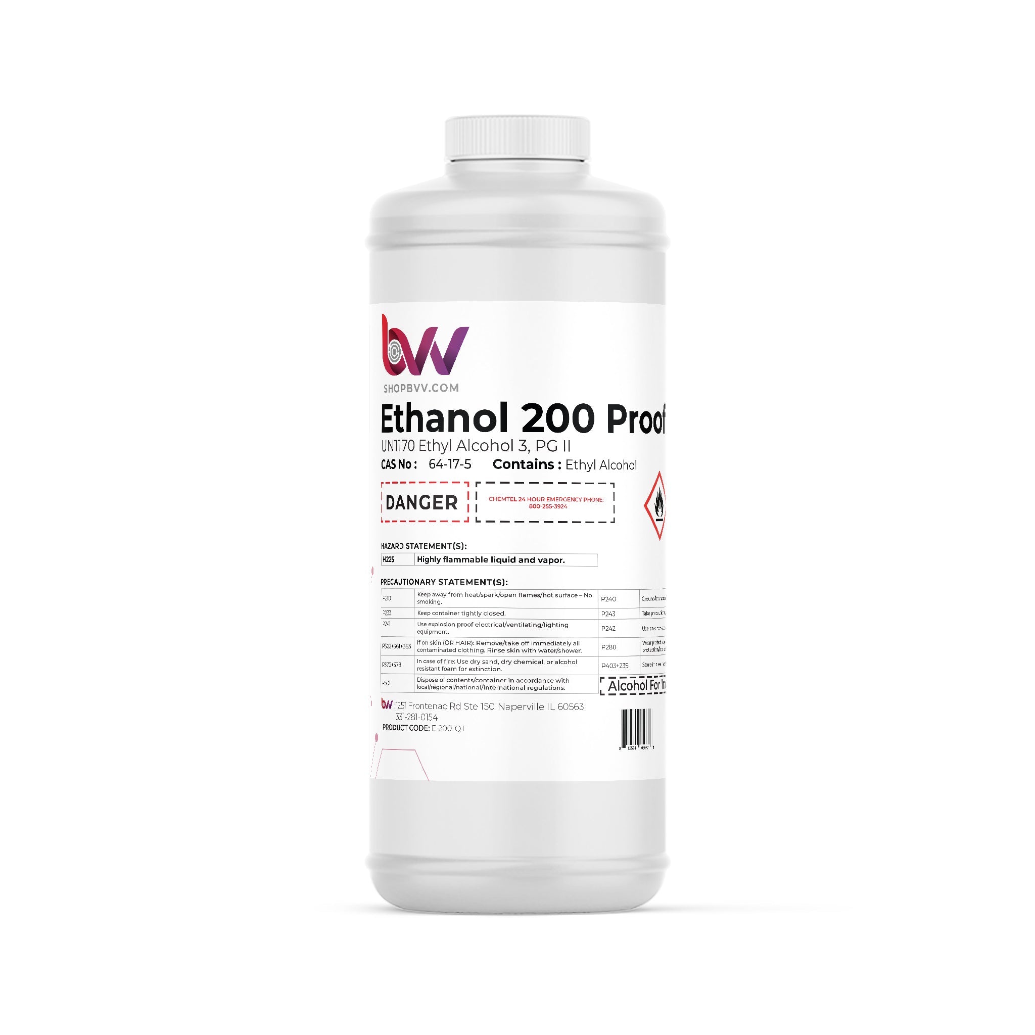 BVV Food & Lab Grade 200 Proof Ethanol - 99.97% - USP-NF, Kosher - Excise Tax Included