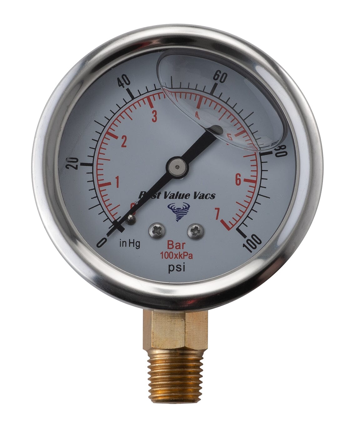 Oil Filled Vacuum/Pressure Gauge - Bottom Mount - 1/4" MNPT