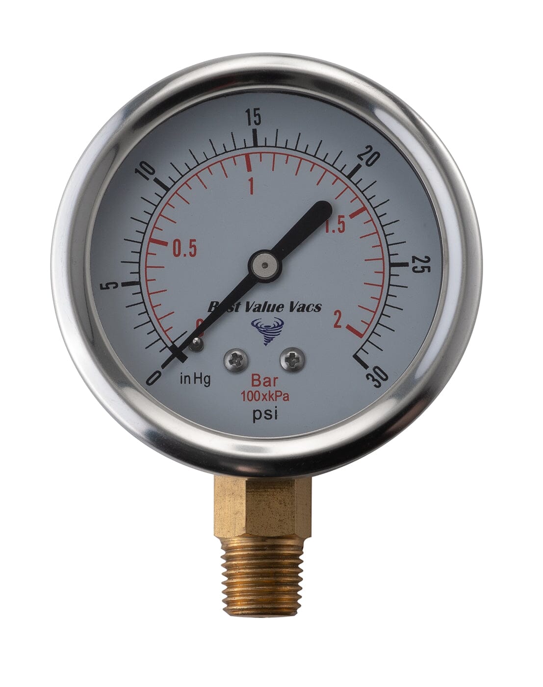 Oil Filled Vacuum/Pressure Gauge - Bottom Mount - 1/4" MNPT