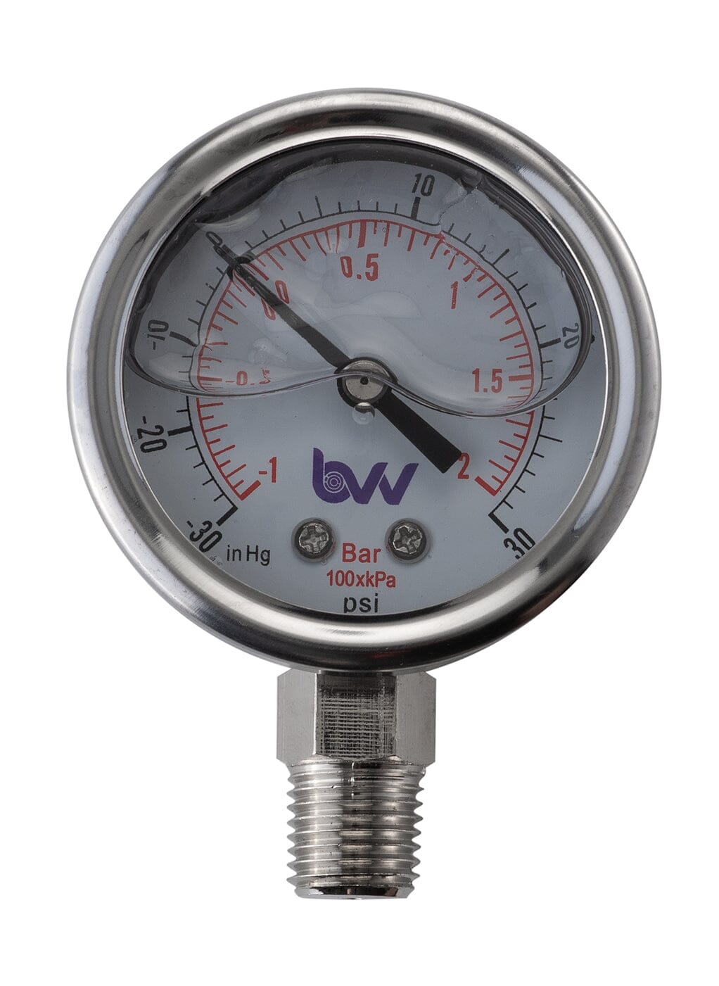 Oil Filled Vacuum/Pressure Gauge - Bottom Mount - 1/4" MNPT