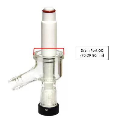 Across International 1" Drain Port with PTFE On/Off Valve for Ai Glass Reactors