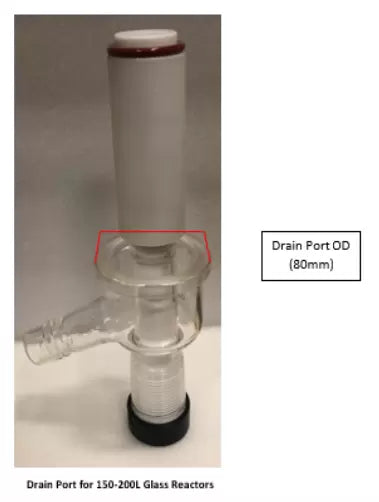 Across International 1" Drain Port with PTFE On/Off Valve for Ai Glass Reactors