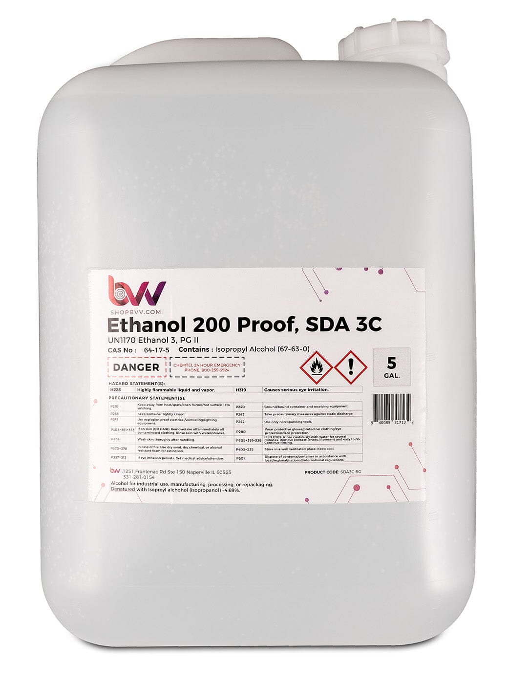 Ethanol 200 Proof, SDA 3C (100% ABV) Lab Grade