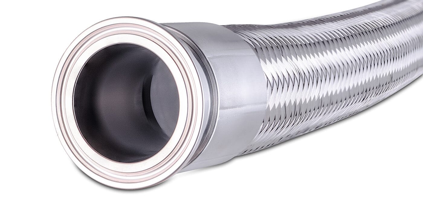 1.5" Tri-Clamp Stainless Steel Braided Hose with Convoluted PTFE Liner
