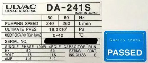 Across International ULVAC DA-241 9.2 cfm Oil-Free Diaphragm Pump