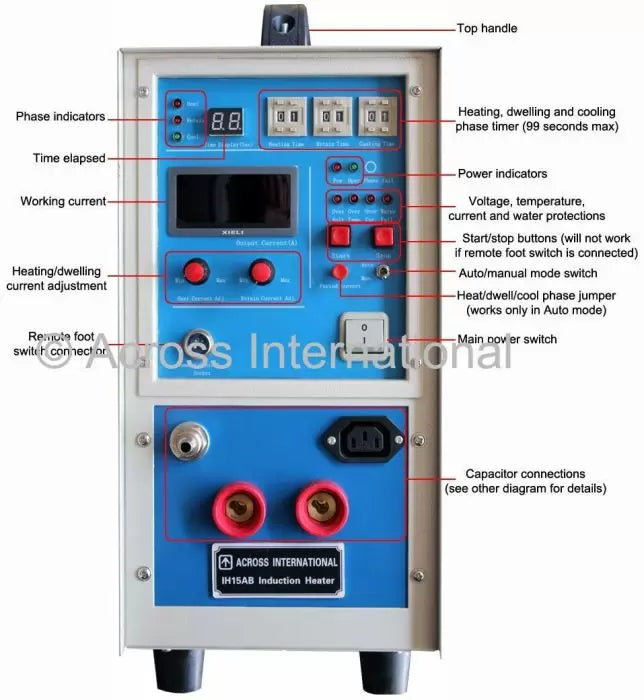 Across International 25KW Mid-Frequency Split Induction Heater w/ Timers 30-80KHz