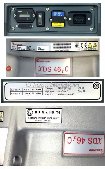 Across International Edwards XDS46iC 35cfm Chemical-Resistant Scroll Pump w/ silencer