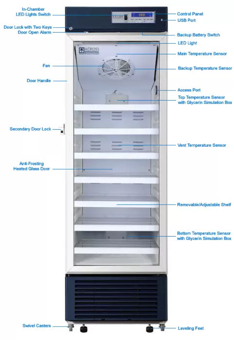 Across International Ai 14 CF 2-8°C Upright Pharmacy Medical Vaccine Refrigerator UL