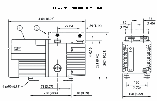 Across International Edwards PFPE RV3 2.6 CFM Dual-Stage KF25 Vacuum Pump