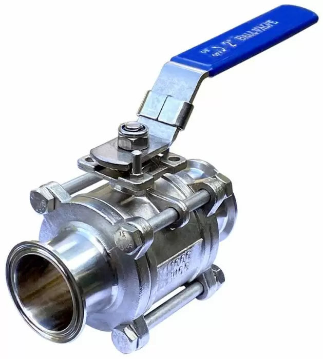 Across International Ai 304 SST 2" Sanitary Tri-Clamp with On/Off Ball Valve & Lock