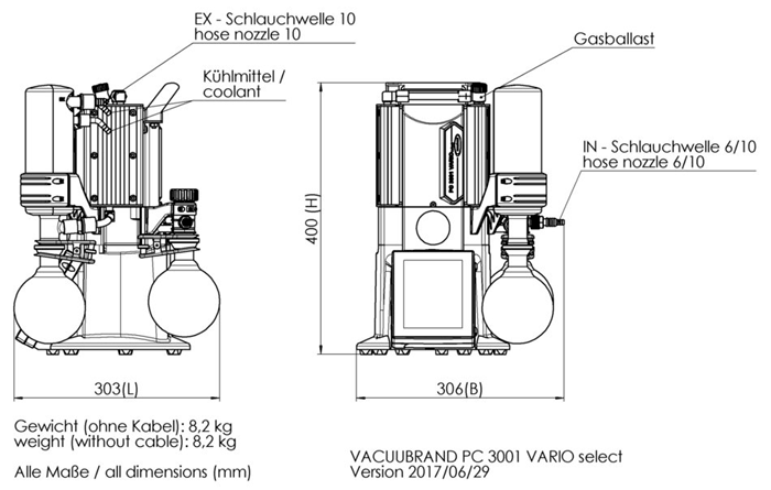 Across International Vacuubrand VARIO PC 3001 SELECT 1.2 CFM Self-Adjust Pump 110V